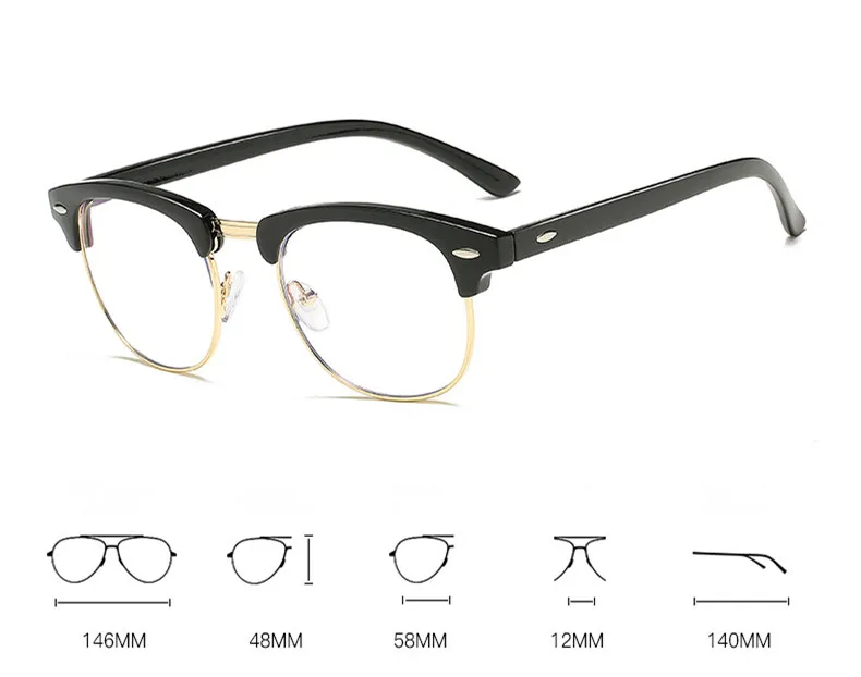 VWKTUUN Computer Glasses Frame Blue Film Goggles Half Frame Plain Glasses Optical Frame Eyeglasses Square Eyeglasses Frames