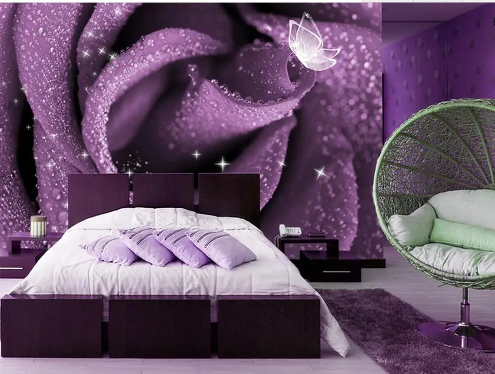 3d customized wallpaper Rose bedside murals room modern wallpaper Home