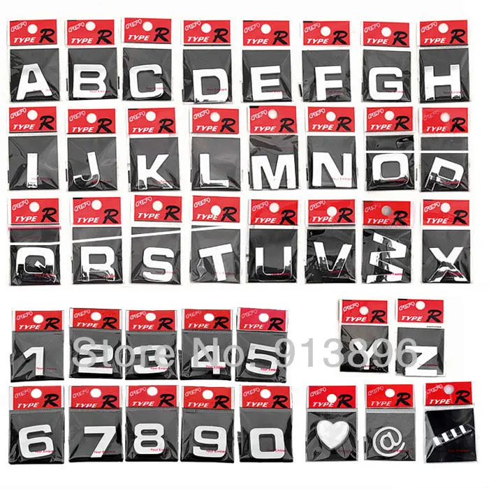 free shipping 10pcs letter 3d sticker auto chrome badge letter decal car letter decals