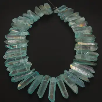 

Strand Aqua Cluster Aura Blue Titanium Druzy Quartz Crystal Point Loose Beads Titanium Quartz Angel Cluster 8-10x30-50mm