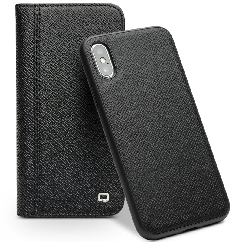 

QIALINO Genuine Leather Flip Case for iPhone X Card Slot Intelligent Sleeping Wakeup Magnetic Phone Cover for iPhoneX 5.8 inches