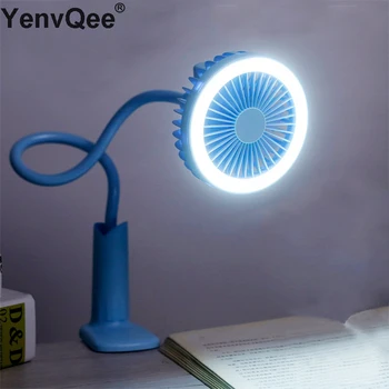 

Portable Clip Fan Flexible USB Rechargeable With LED light 2 Speed Adjustable Ventilator Mini Desk Table Cooling Fan For Office