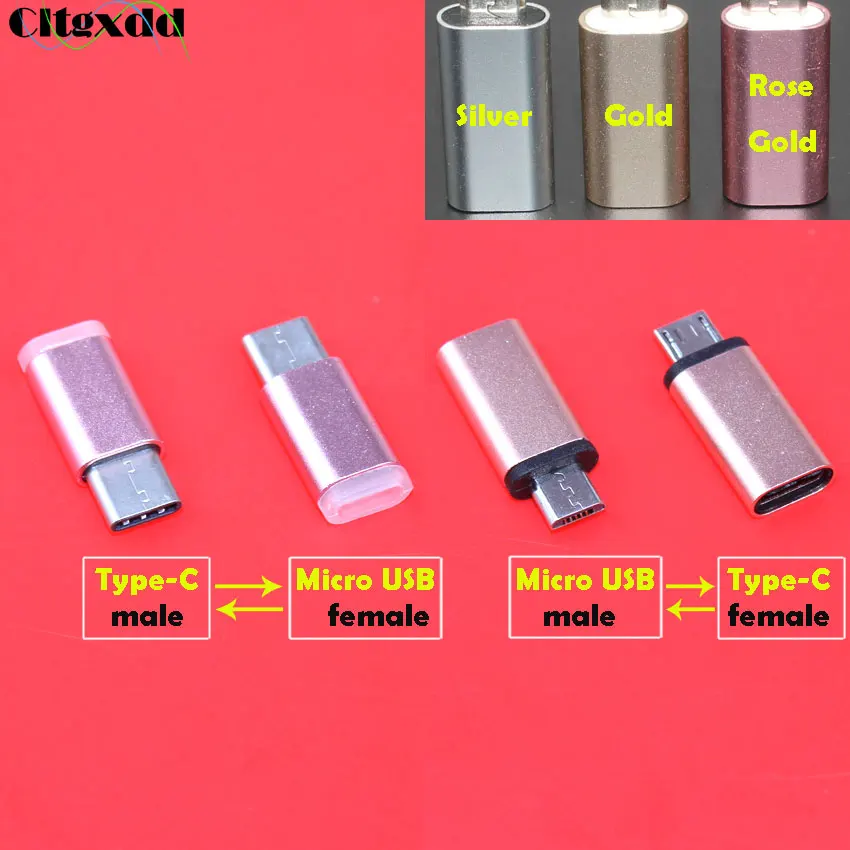 

cltgxdd 2pcs USB Type-C Connector to Micro USB Data Adapter male to female Converter USB Type C Adapter