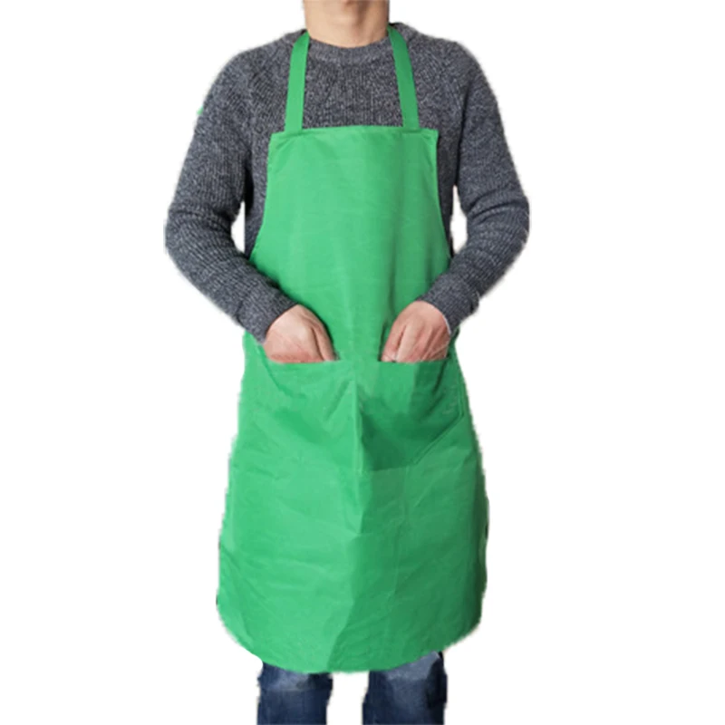 1pcs Big Sizes Adult Pure Color Kitchen Apron for Women Men 2019 New Double Pocket Polyester Cloth Household Chef Cooking Apron