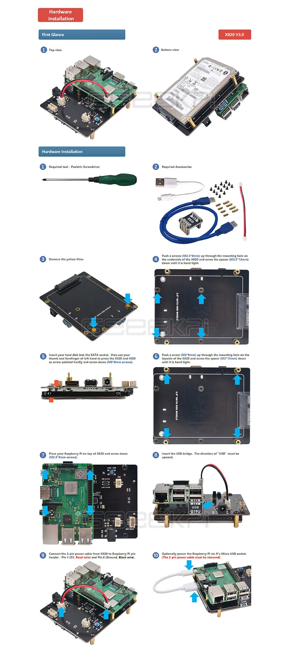 Raspberry X820 V3.0 2,5 дюймов SATA HDD/SSD плата расширения хранения с опциональным блоком питания для Raspberry Pi 3 B+/3 B/2 B