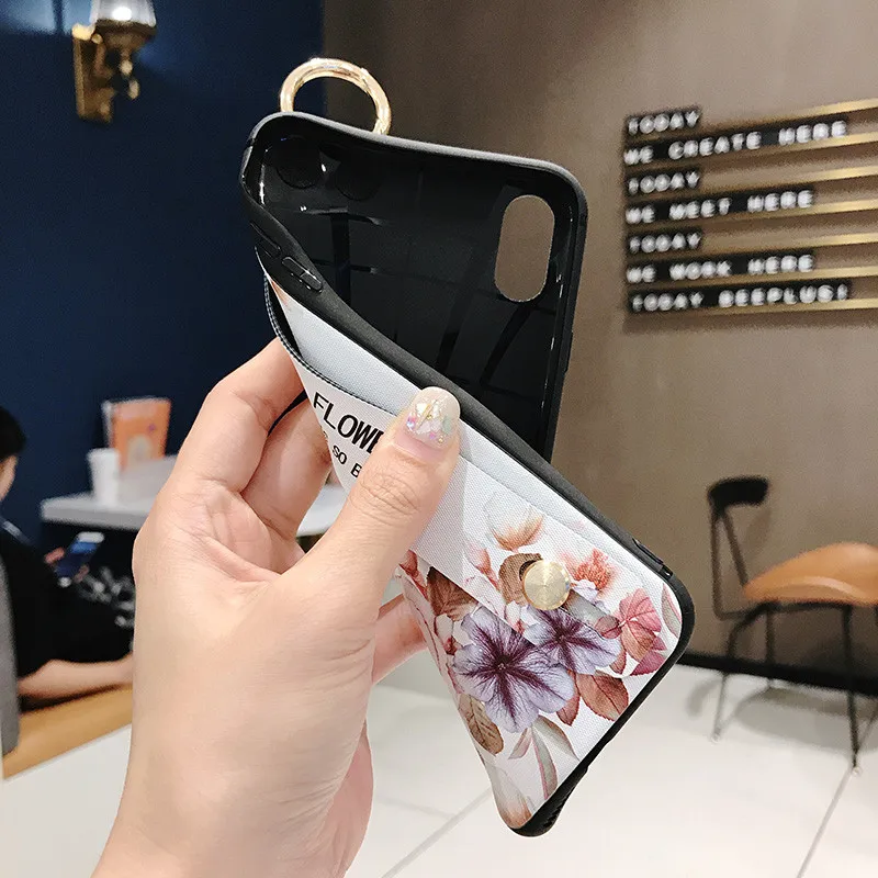Милые цветы с чехол с функцией стойка для samsung S10 Plus S9 S8 Note 9 8 ремешок на запястье кольцо Пряжка Мягкий ТПУ чехол для телефона