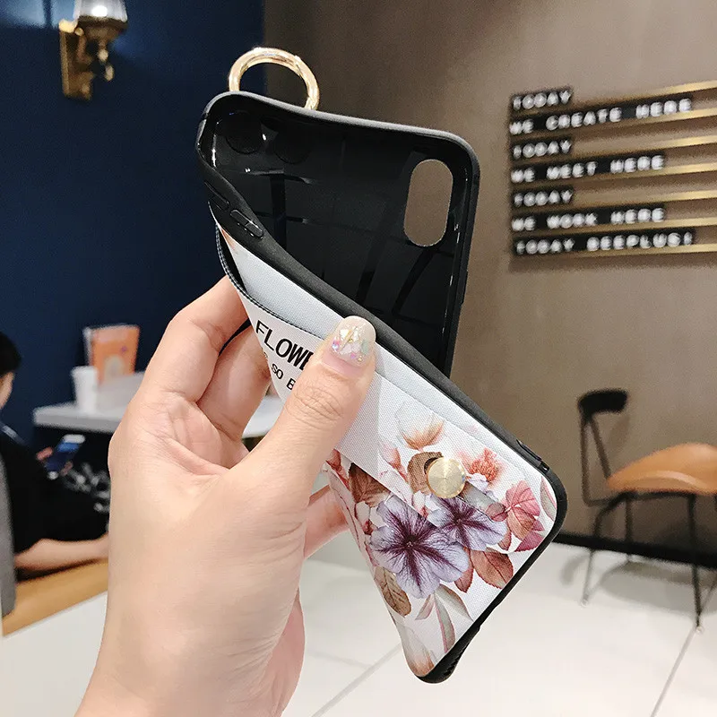 Милые цветы с подставкой Чехол для Samsung S10 Plus S9 S8 Note 10 9 8 ремешок на запястье кольцо