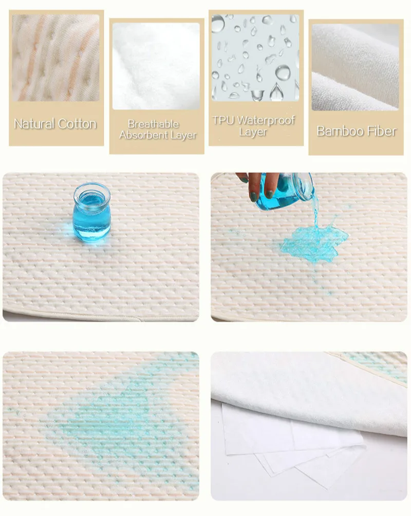 4 Layers Changing Pads Covers strong absorbent waterproof baby diaper changing mat reusable baby mattress changing mat baby (3)