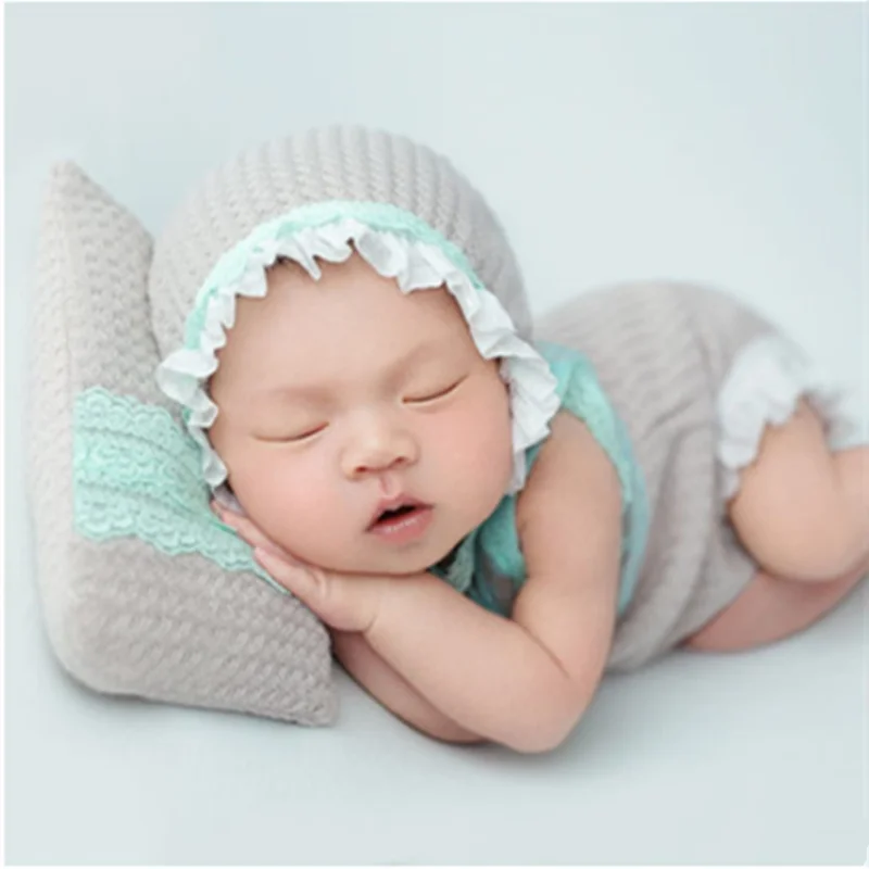 Cute Infant Cap Newborn Photograph Props Lace Hat Baby Clothes Set Photo Studio Accessory