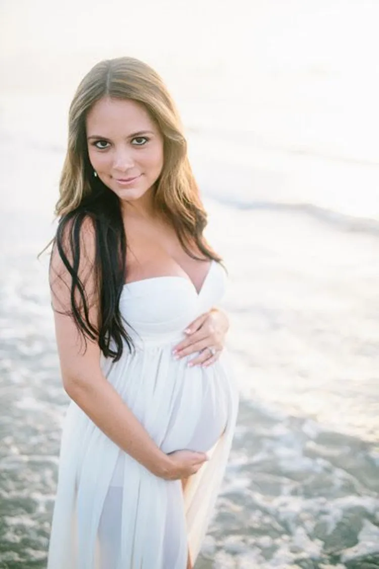 New Sexy Maternity Dresses Photography Props Long Pregnancy Dress Split Front Pregnant Women Maxi Maternity Gown For Photo Shoot (13)