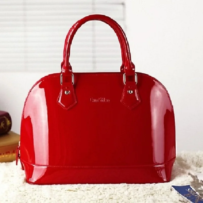 

New arrival Fashion brand design star style candy PU leather handbag good quality patent leather women bag