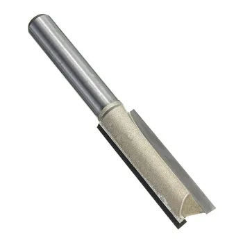 

60mm Long Dual Flutes Straight Router Bit Tungsten Carbide + Steel Replacement 1/4 x 3/8 Inch For Woodworking Tools Accessories