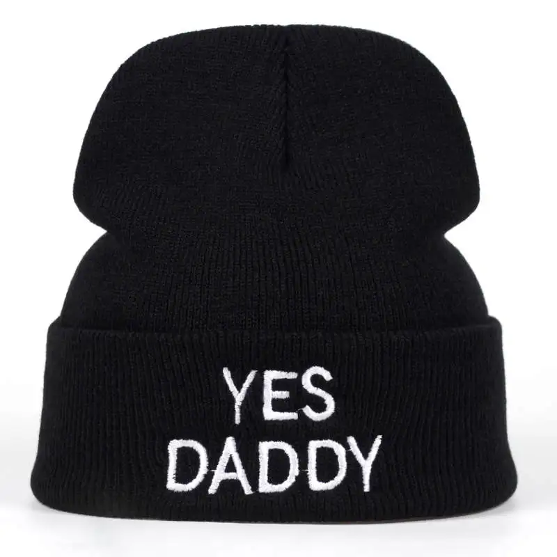 brand Yes Daddy Embroidered Knitted winter hat Cotton men women Hip-hop Skullies Beanie Bone Garros new 2018