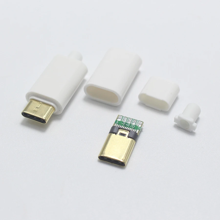 EClyxun 2 набора позолоченный OTG USB 3,1 5Pin Тип C к USB-C 4 в 1 DIY ремонт кабель зарядный разъем для телефона