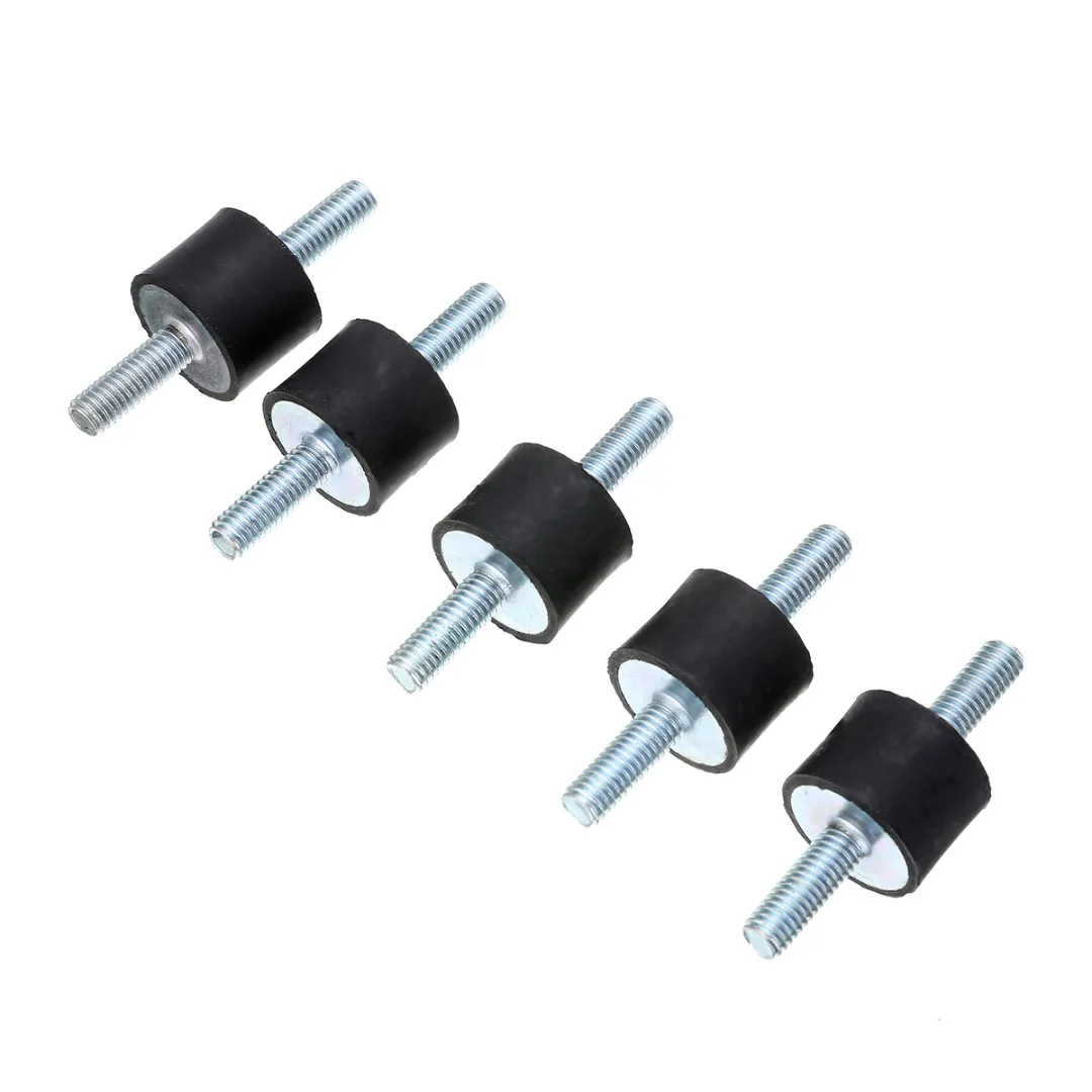 5pcs M6 Black Silver Rubber Isolator Mounts Anti Vibration Rubber Mounts Isolators Bobbins Silentblock 15x20mm