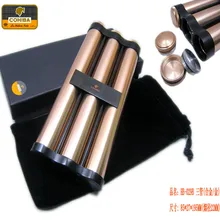Новинка 1 шт. COHIBA кейс из золотистого металла портативный удерживайте 3 хьюмидор для сигар трубки с увлажнителем аксессуары для сигар HB031