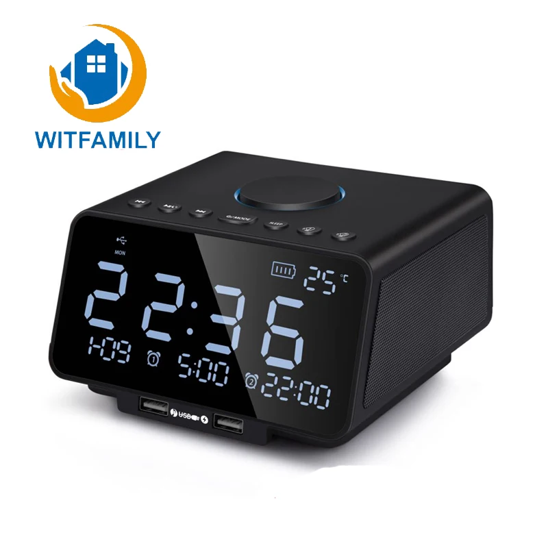 

Home Decorations Multifunction Bedside Alarm Clock Snooze Mute Function Luminous Bluetooth Music Customizable Ringtones Charging