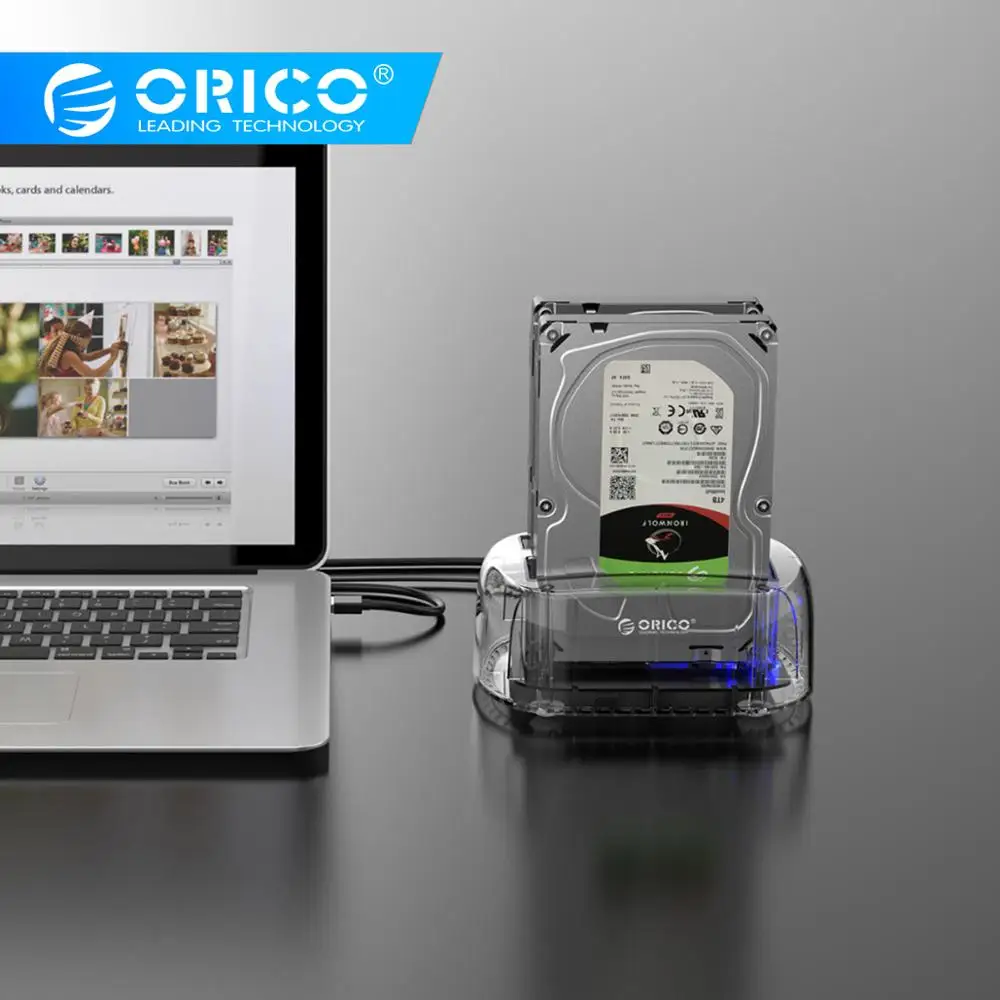 ORICO 2 5 &quot/3 5&quot HDD/SSD двойной диск прозрачный со светодиодной подсветкой жесткий
