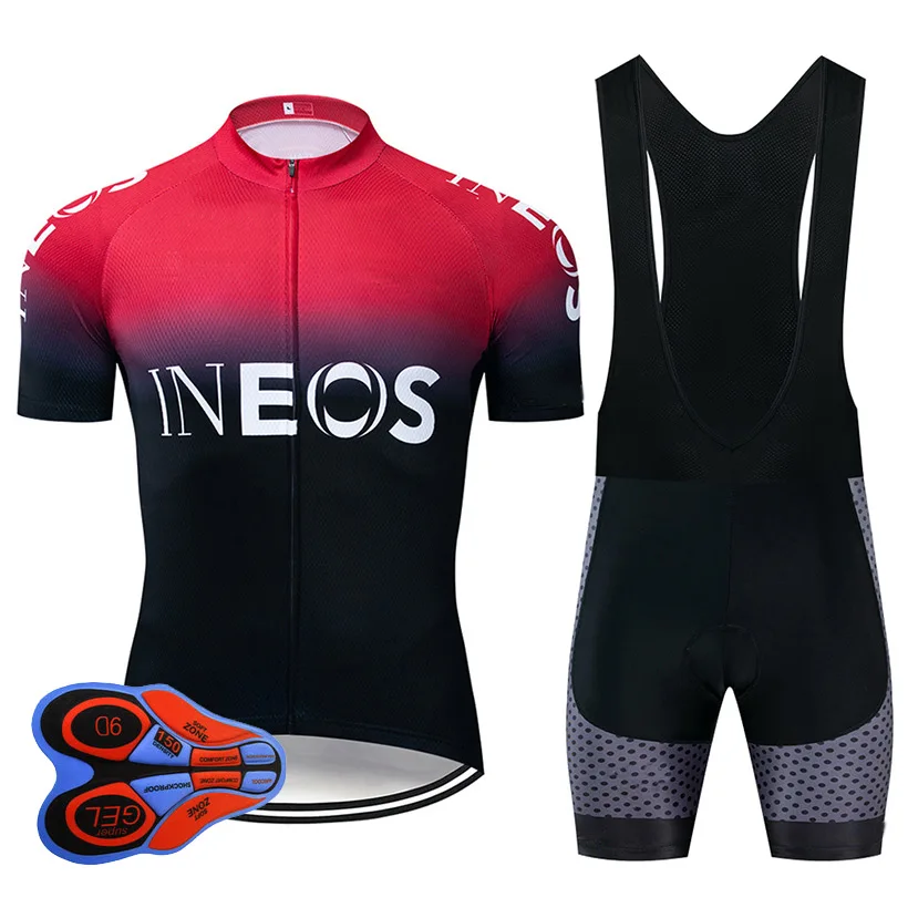 

2019 New INEOS Summer Cycling Jersey 9D Bib Set MTB Uniform Red Bicycle Clothing Quick Dry Bike Wear Ropa ciclismo gel pad
