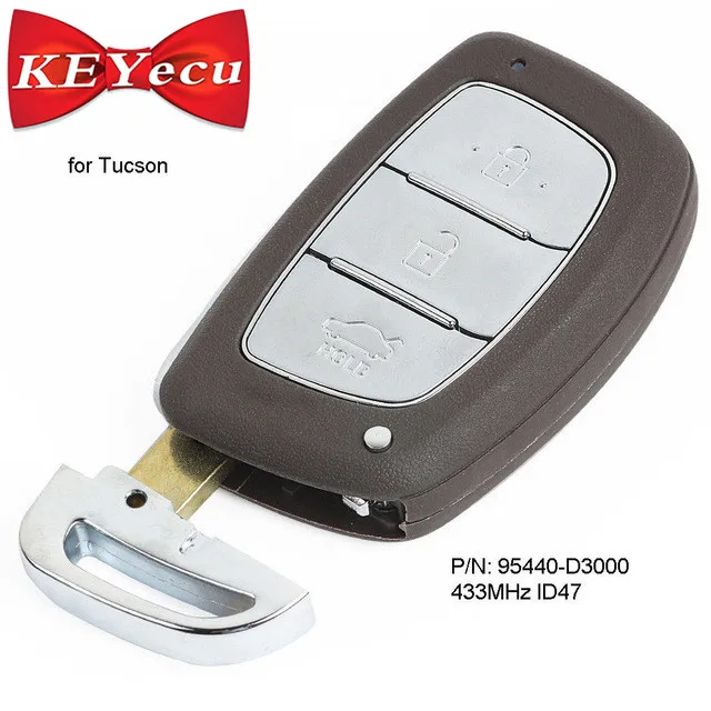 

KEYECU Smart Remote Car Key Fob 3 Button 433MHz ID47 Chip for Hyundai Tucson 2016-2017 P/N: 95430-3X510