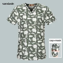 Высококачественная рабочая одежда для домашних животных, медицинские скрабы, униформа для медсестры, стоматология, хирургический топ+ Кепка+ маска, Женская медицинская одежда, унисекс