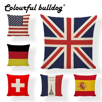 

Wholesale Country Flag Throw Pillow Case English America Russia 45*45cm France China Argentina Cushion Cover Living Room Decor