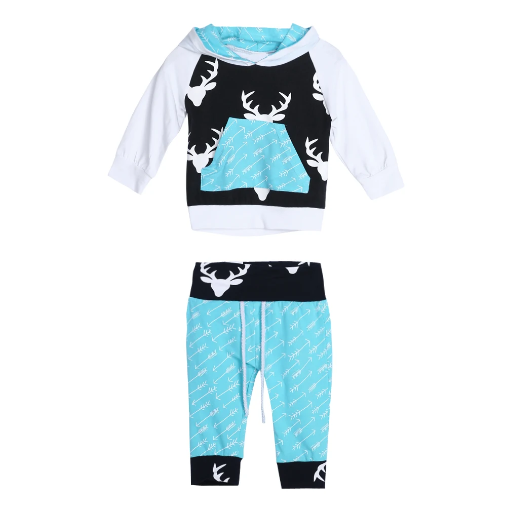 

2pcs Baby Toddler Kids Long Sleeve Tops Clothes Pants Trousers Outfit Set Baby Kids Hoodied Tops Soft Cotton Spring Clothes Set