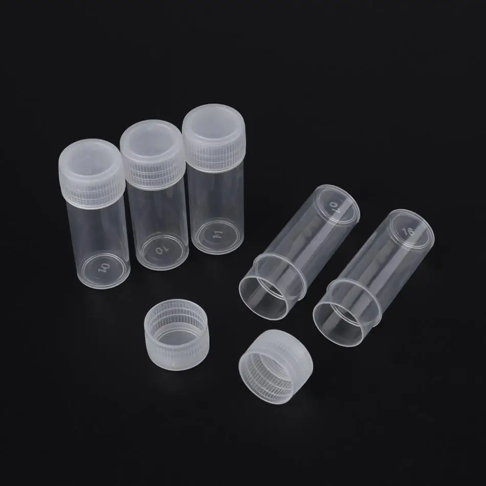

White 50 Pcs 5ml Volume Plastic Sample Bottles Good Sealing Small Storage Container Small Bottle Vial Storage Contain