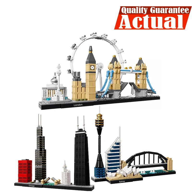 

Bela Architecture London Tower Bridge Big Ben Chicago Sydney Shanghai Building Blocks Bricks legoingly Model toys for children