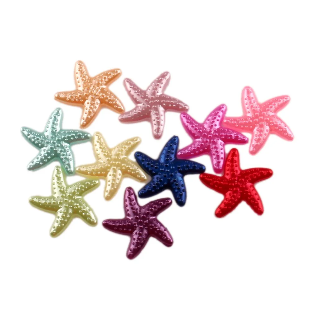 

LF Mixed Starfish Craft ABS Resin Half Pearls Flatback Cabochon Beads For Cloth Needlework DIY Scrapbooking Decoration 100PCS