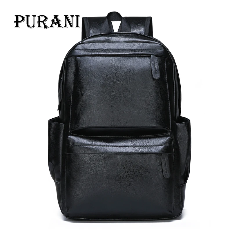 

PURANI Men Leather Backpacks for Teenager Men bookbags Fashion Waterproof Laptop Backpack Daypacks Mochila Male School Backpack