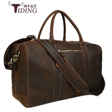 Мужская винтажная дорожная кожаная сумка crazy horse, 18 дюймов, натуральная кожа, дорожная сумка, большая сумка-тоут из воловьей кожи, большая сумка-мессенджер