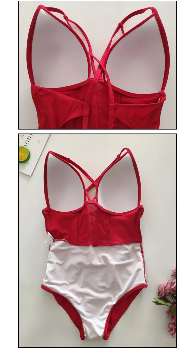 bustier bodysuit 2019 summer net red with the bikini female piece sexy strapless backless Slim slimming belly swimsuit Hollow Out  Solid  Skinny blue bodysuit