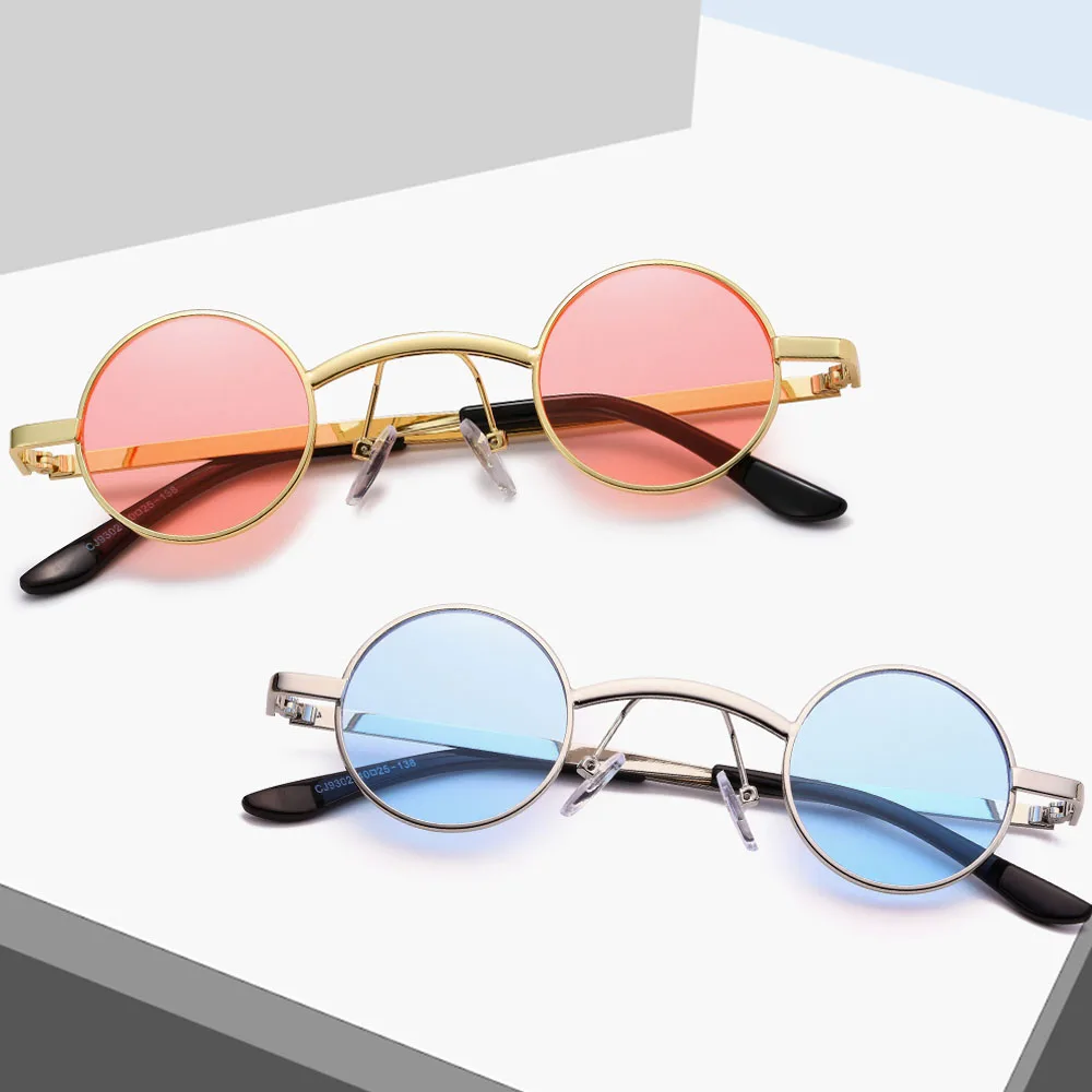 Новые модные готические стимпанк небольшие круглые солнцезащитные очки фирменный дизайн винтажные Ретро индивидуальные уличные солнцезащитные очки Oculos De So