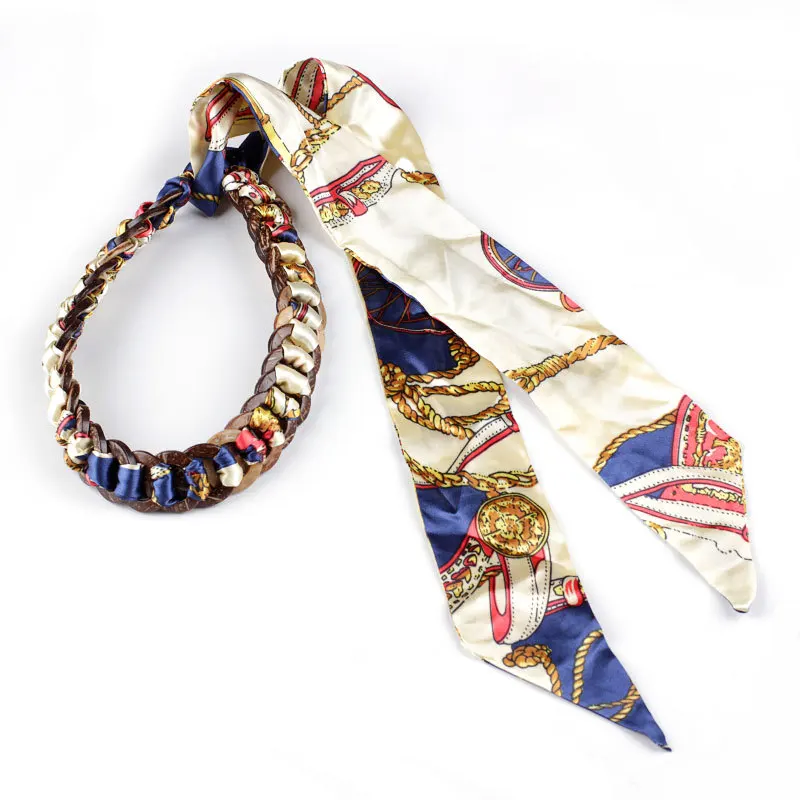 

2019 New Summer Designer Korean Printing Wide Fabric Belts for Women Dress Jeans Waistband Long Braided Waist Knot Scarf Belt
