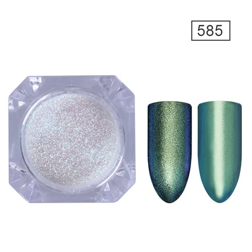 1 г Хамелеон Pwder зеркальный блеск для ногтей порошок хромированный пигмент Великолепная Пыль для дизайна ногтей - Цвет: 585