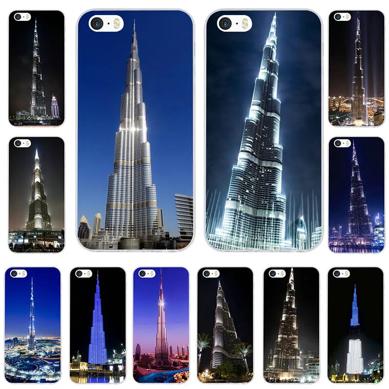 Для iphone 7 6S 6 8 Plus 5 5S 5C SE X 4 4S чехол Spft защитный на телефон сумка Дубай Burj Khalifa Tower