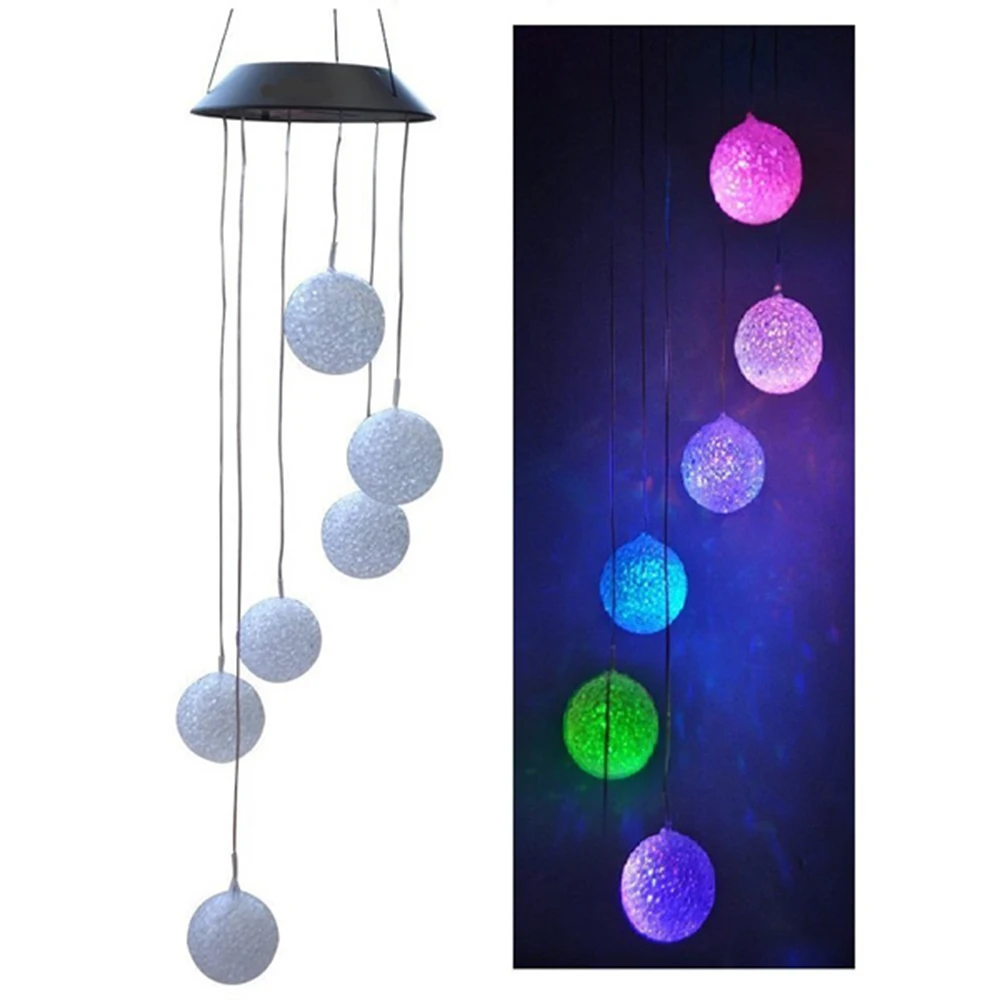 Discount Solar-powered Outdoor Wind Bell Light Spiral Spinner Light Mobile Wind Chime  Solar LED Light Outdoor Hanging Decoration Lamp 5