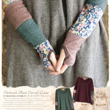 Харадзюку Мори девушка Лолита с длинным рукавом хлопок рубашка цветочный пэчворк Женская свободная размера плюс футболка Базовая Новинка футболки Мори