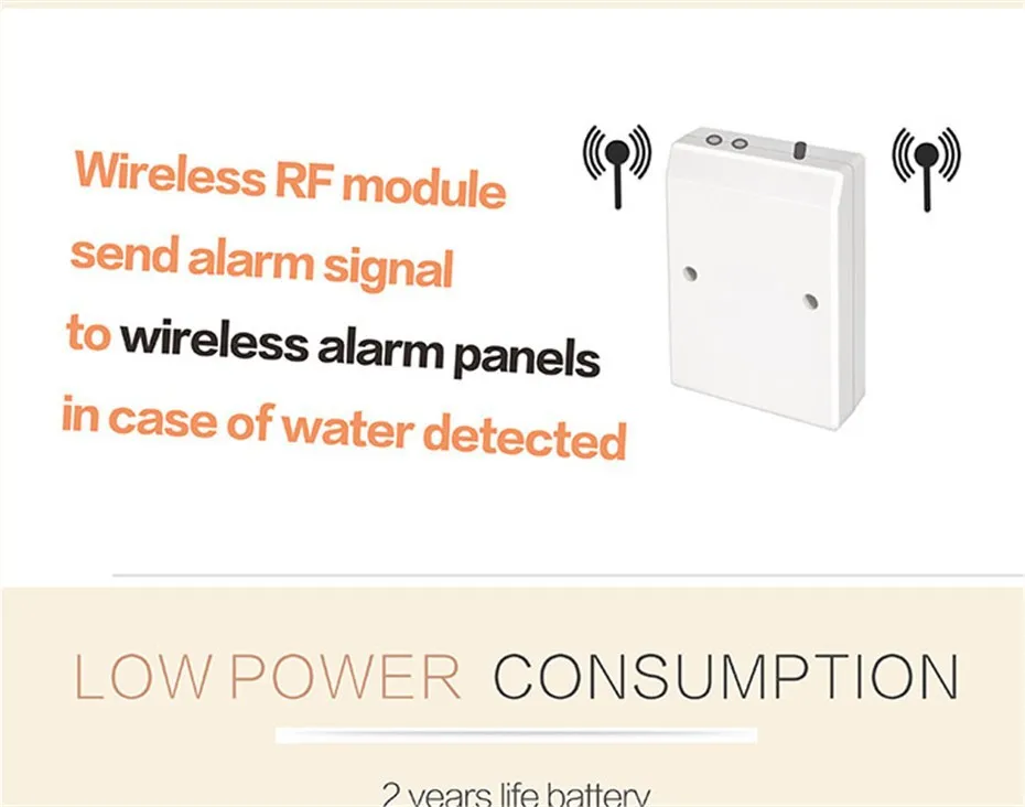433 МГц Беспроводная утечка воды, gsm sms датчик утечки воды сигнализация работа автономная GSM домашняя система охранной сигнализации 2 шт(WL-100