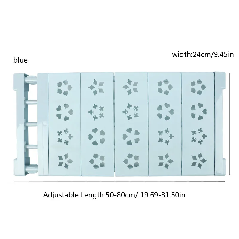 Регулируемый шкаф, органайзер для хранения полки кухонная стойка шкаф многослойный разделенные полки для магазинов - Цвет: 50-80cm blue