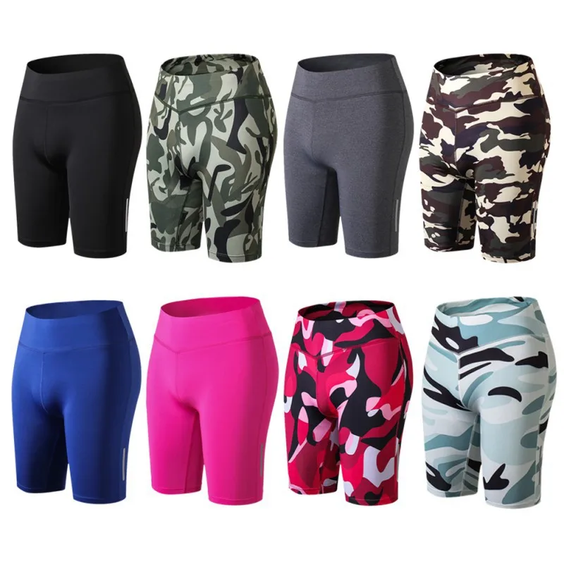 women's sports shorts Compression Fit Tight Night Reflective High Waist Elastic yoga Shorts Women Tight Bottom Slim shorts