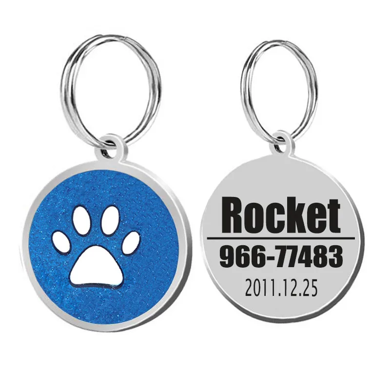 

Dog ID Tag Engraved Metal Customized Pet Tags Small Large Dog Accessories Personalized Bone Paw Name Tag Plate Collar Decoration