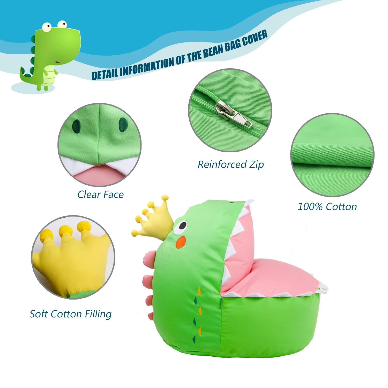 

Kid Animal Dinosaur Koala Diamond Stuffed Storage Bag with Carrying Handle Sturdy Cotton Bag Cover for Toys and Clothes
