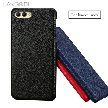

wangcangli For Huawei Nova case Cow Leather back cover litchi texture phone case