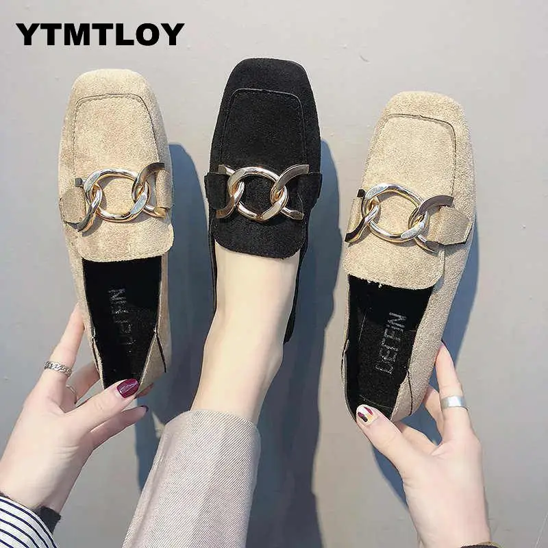 

2019 Summer New Casual Shoes Woman Shallow Single Ladies Fashion Soft Comfortable Flat For Women Zapatos Mujer Chain Loafers E6
