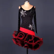 Новое поступление для взрослых/Детское платье для латинских танцев Для женщин/леди ча-ча/румбы/самбы/Танго/бальная юбка для танцев костюмы, украшенные камнями
