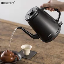 Kbxstart 1L Электрический чайник из нержавеющей стали с длинным горлышком кипяченой воды, тонкий горлышко, чайник, кофейник, бытовой 220 В