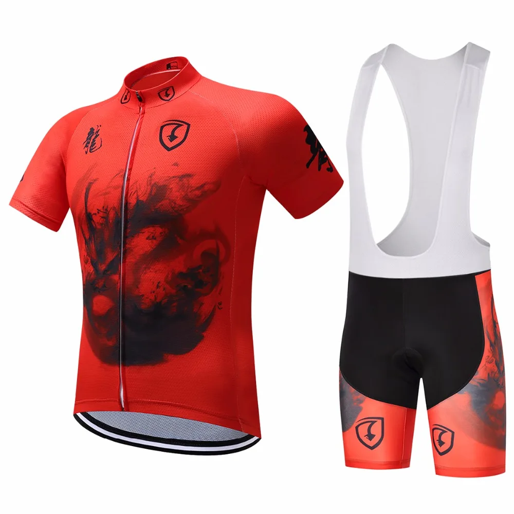 

Unisex Solid Red with China Ink Painting Short Riding Bicycle Clothing Jerseys Sets Provide Customized/Wholesale Service