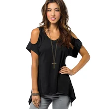 2017 Summer Fashion Kawaii Japanese Harajuku Dew Shoulder Cotton Tee Shirt O-neck Solid T Shirt Women Tumblr Tops Women T-Shirt